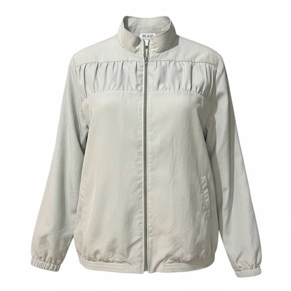 Y2K XL Vintage Blair Sage Green Zip Front Lightweight Bomber Jacket Women